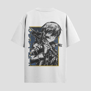 Playera urbana de anime y gaming ExtraLife MX, corte Standard Fit unisex ligero y transpirable en color Deep Black y Pure White, ropa de uso diario para gym y casual.