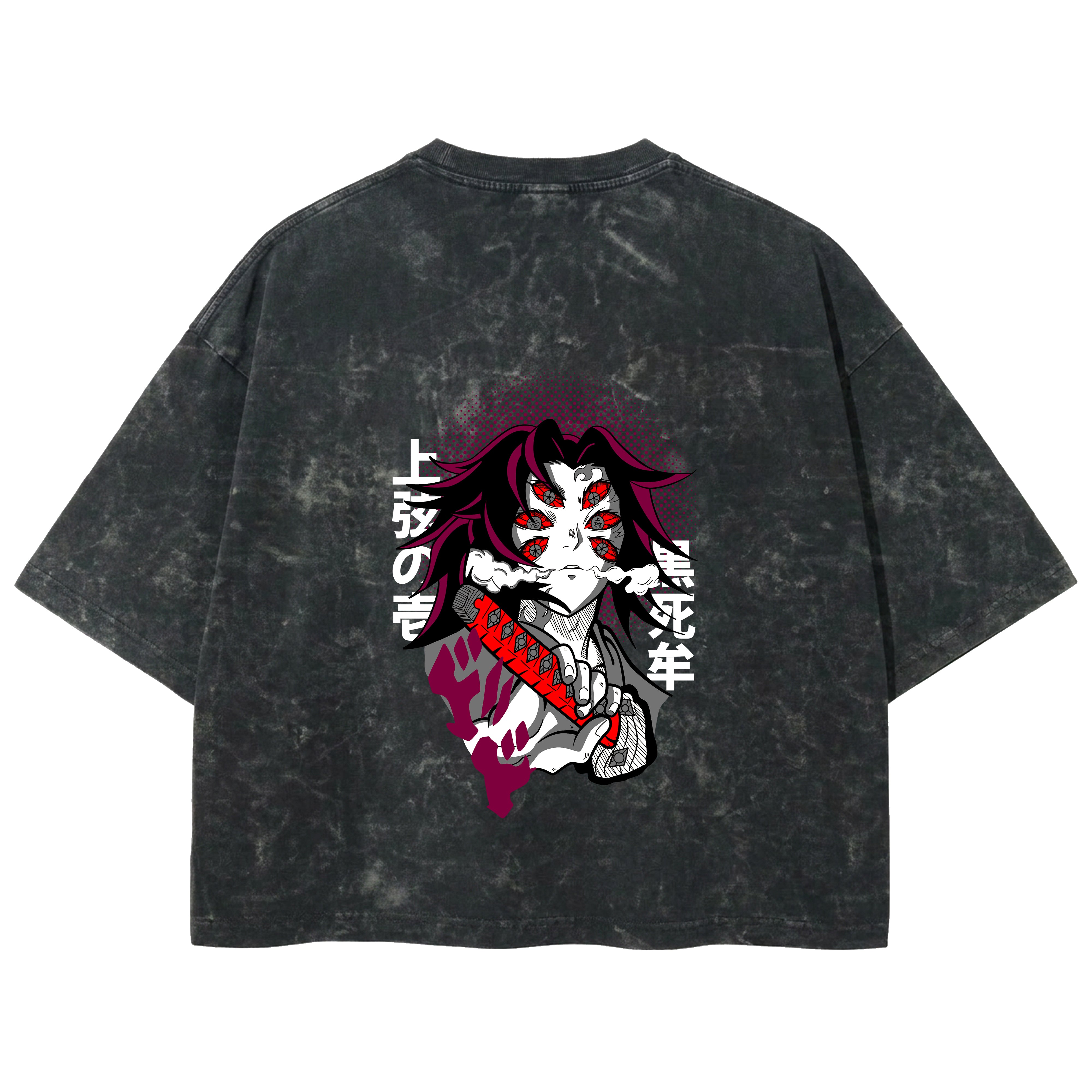 Playera streetwear premium de anime y gaming ExtraLife MX, corte boxy deluxe mineral wash heavyweight en color Acid Wash, moda urbana mexicana de culto.