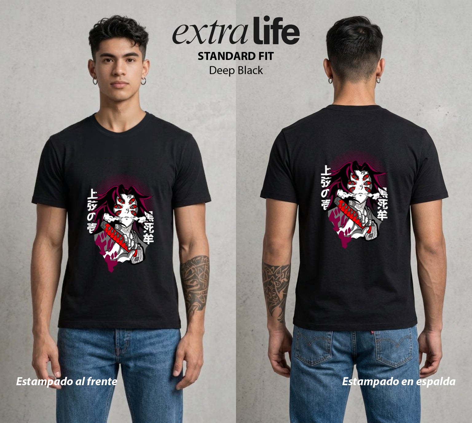 Cazadores de la Noche | La Luna Superior #02111 - Playera Standard Fit | Deep Black - Foto en modelo