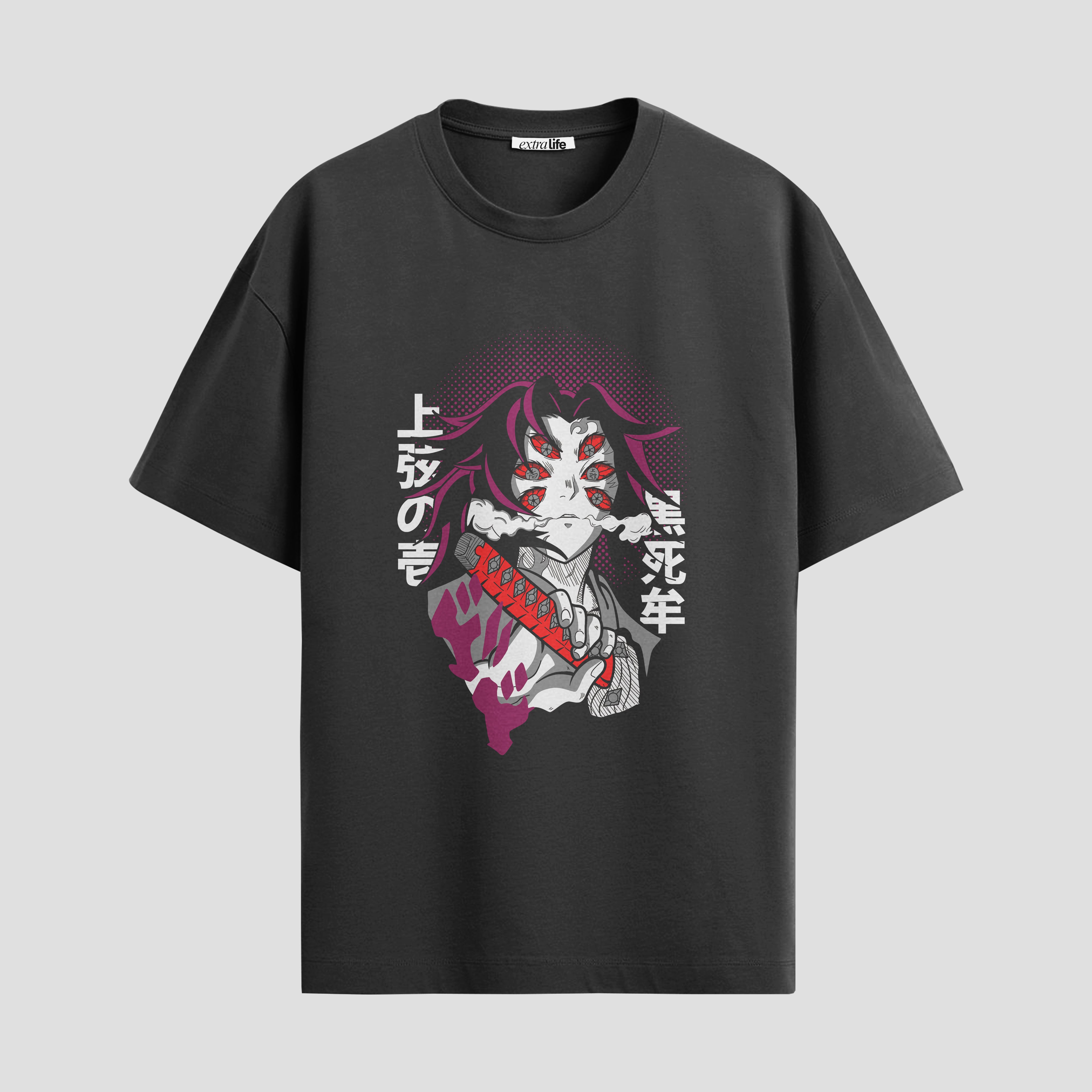 Playera urbana de anime y gaming ExtraLife MX, corte Standard Fit unisex ligero y transpirable en color Deep Black y Pure White, ropa de uso diario para gym y casual.