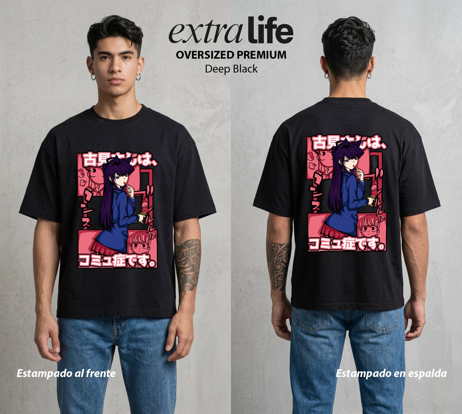 Cien Amigos | La Belleza sin Palabras #02114 - Playera Oversized Premium | Deep Black - Foto en modelo
