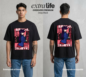 Cien Amigos | La Belleza sin Palabras #02114 - Playera Oversized Premium | Deep Black - Foto en modelo