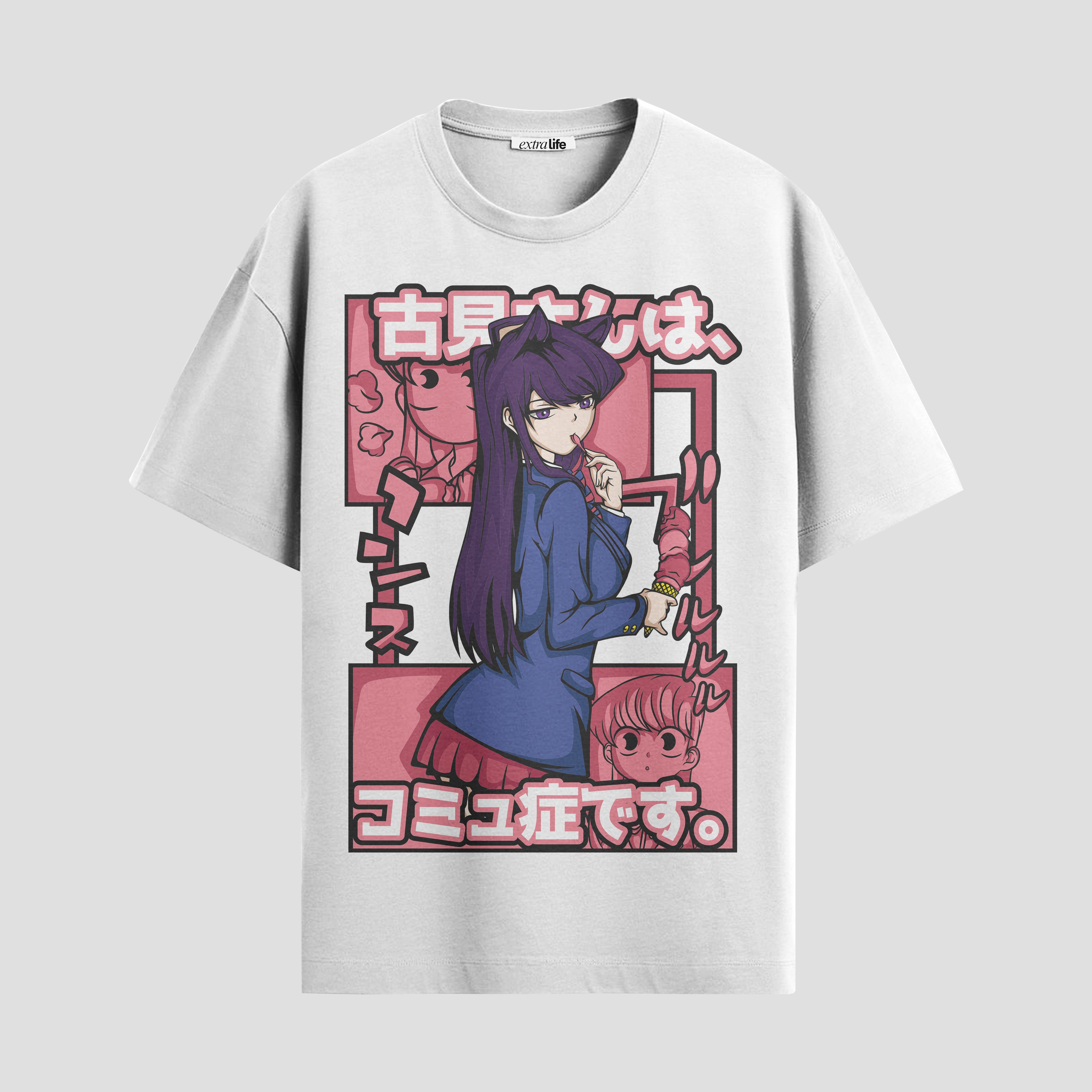 Playera urbana de anime y gaming ExtraLife MX, corte Standard Fit unisex ligero y transpirable en color Deep Black y Pure White, ropa de uso diario para gym y casual.