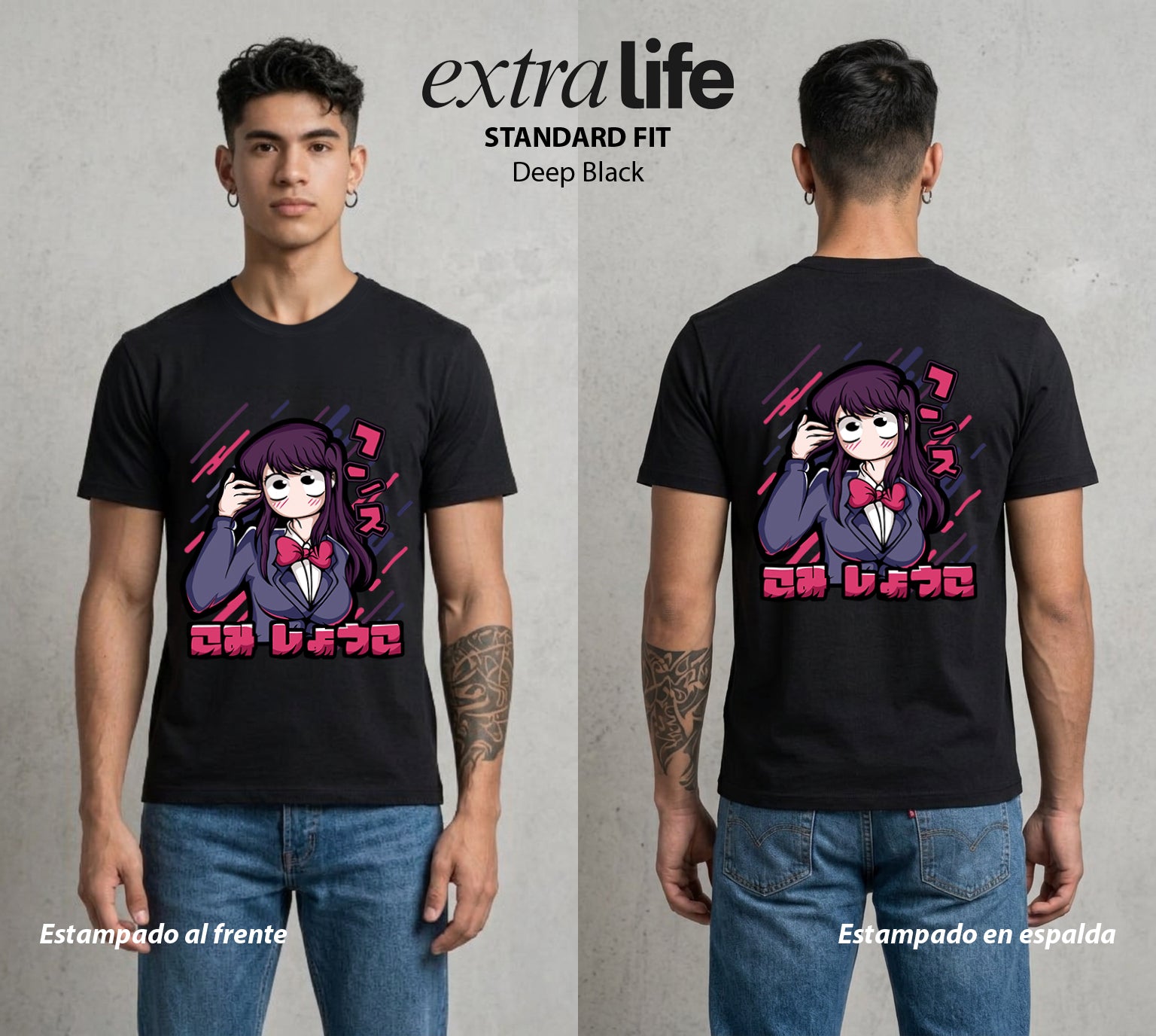 Cien Amigos | El Corazon sin Voz #02115 - Playera Standard Fit | Deep Black - Foto en modelo