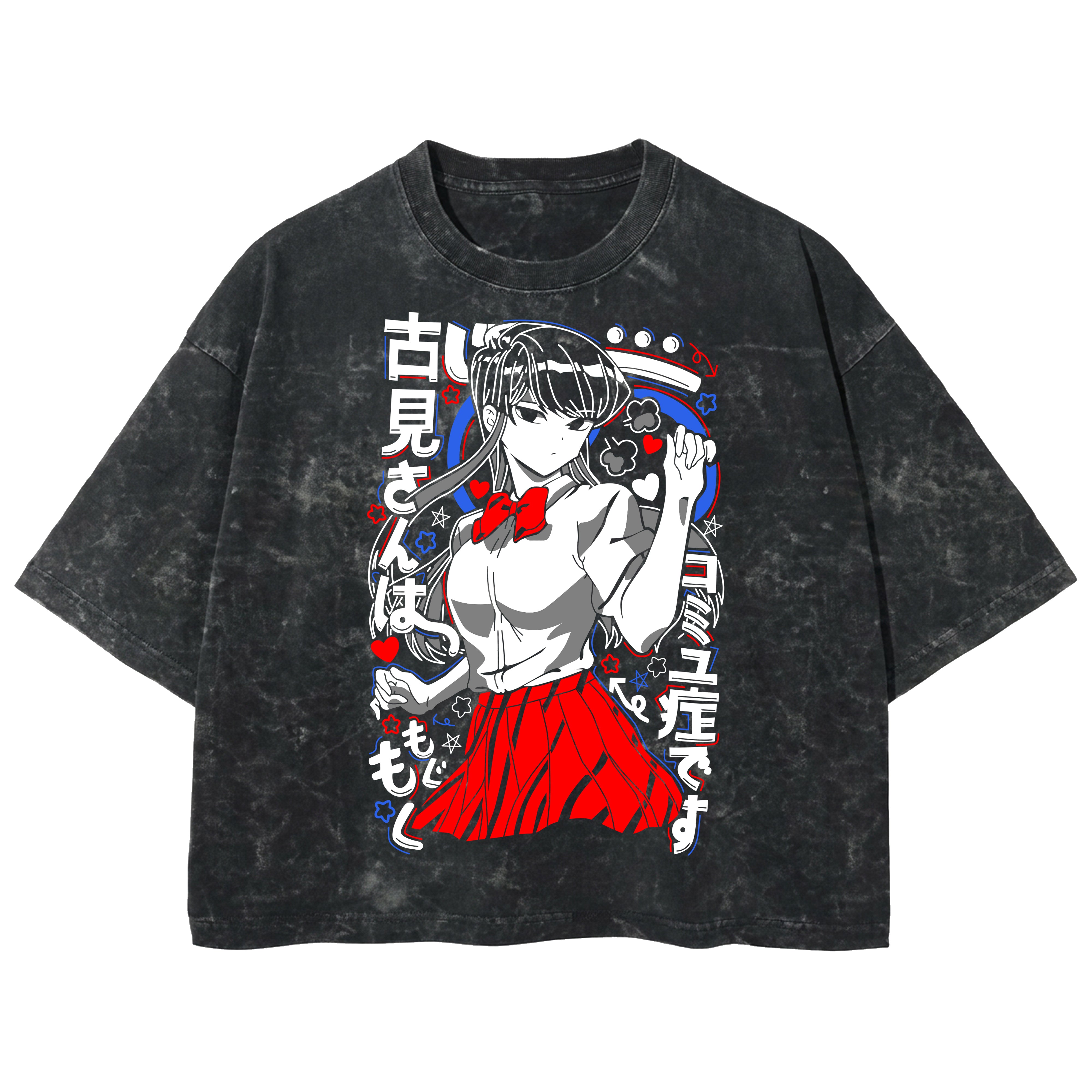 Playera streetwear premium de anime y gaming ExtraLife MX, corte boxy deluxe mineral wash heavyweight en color Acid Wash, moda urbana mexicana de culto.