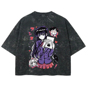 Playera streetwear premium de anime y gaming ExtraLife MX, corte boxy deluxe mineral wash heavyweight en color Acid Wash, moda urbana mexicana de culto.