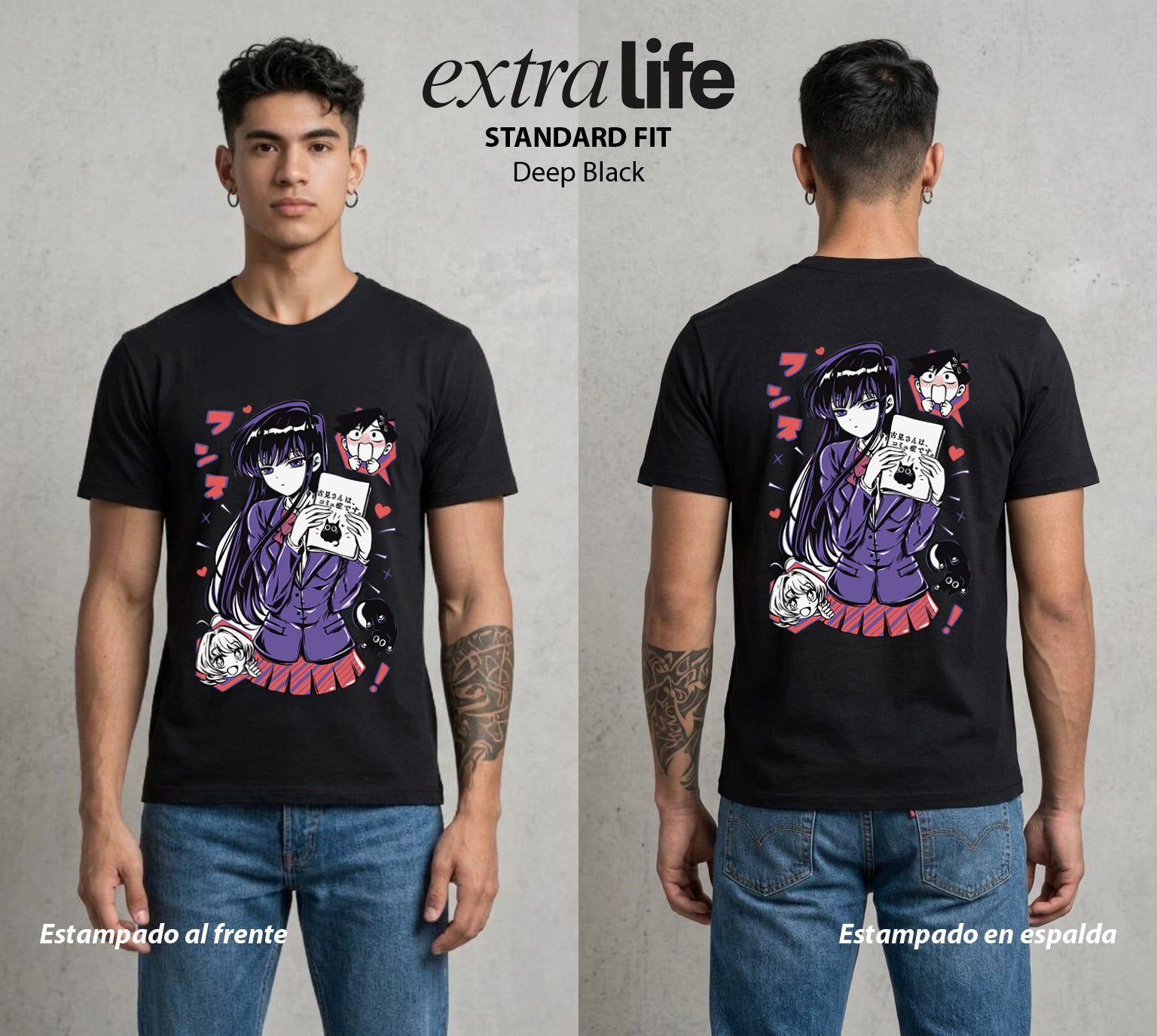 Cien Amigos | El Silencio del Alma #02118 - Playera Standard Fit | Deep Black - Foto en modelo
