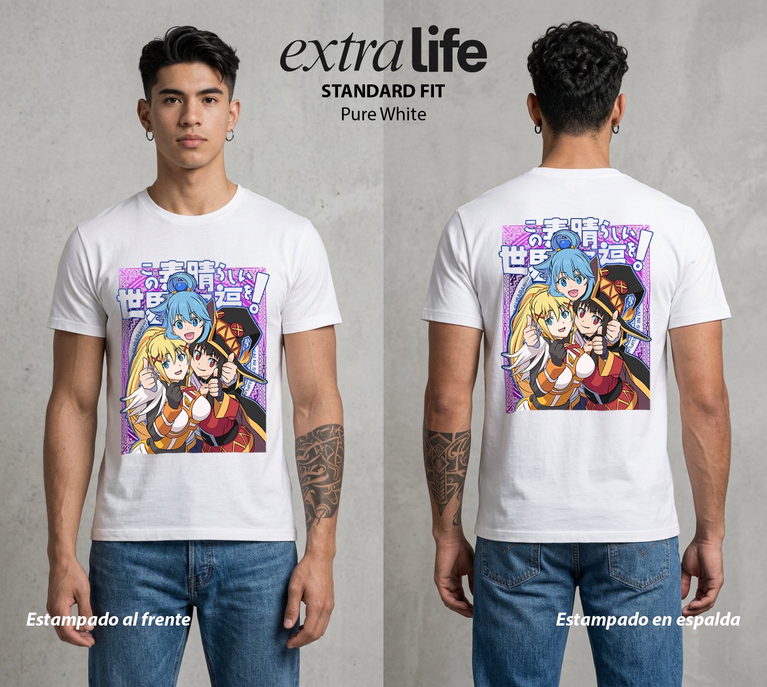 La Otra Vida del Heroe | El Invocador de Sombras #02121 - Playera Standard Fit | Pure White - Foto en modelo