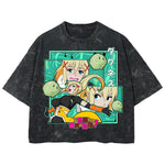 Playera streetwear premium de anime y gaming ExtraLife MX, corte boxy deluxe mineral wash heavyweight en color Acid Wash, moda urbana mexicana de culto.