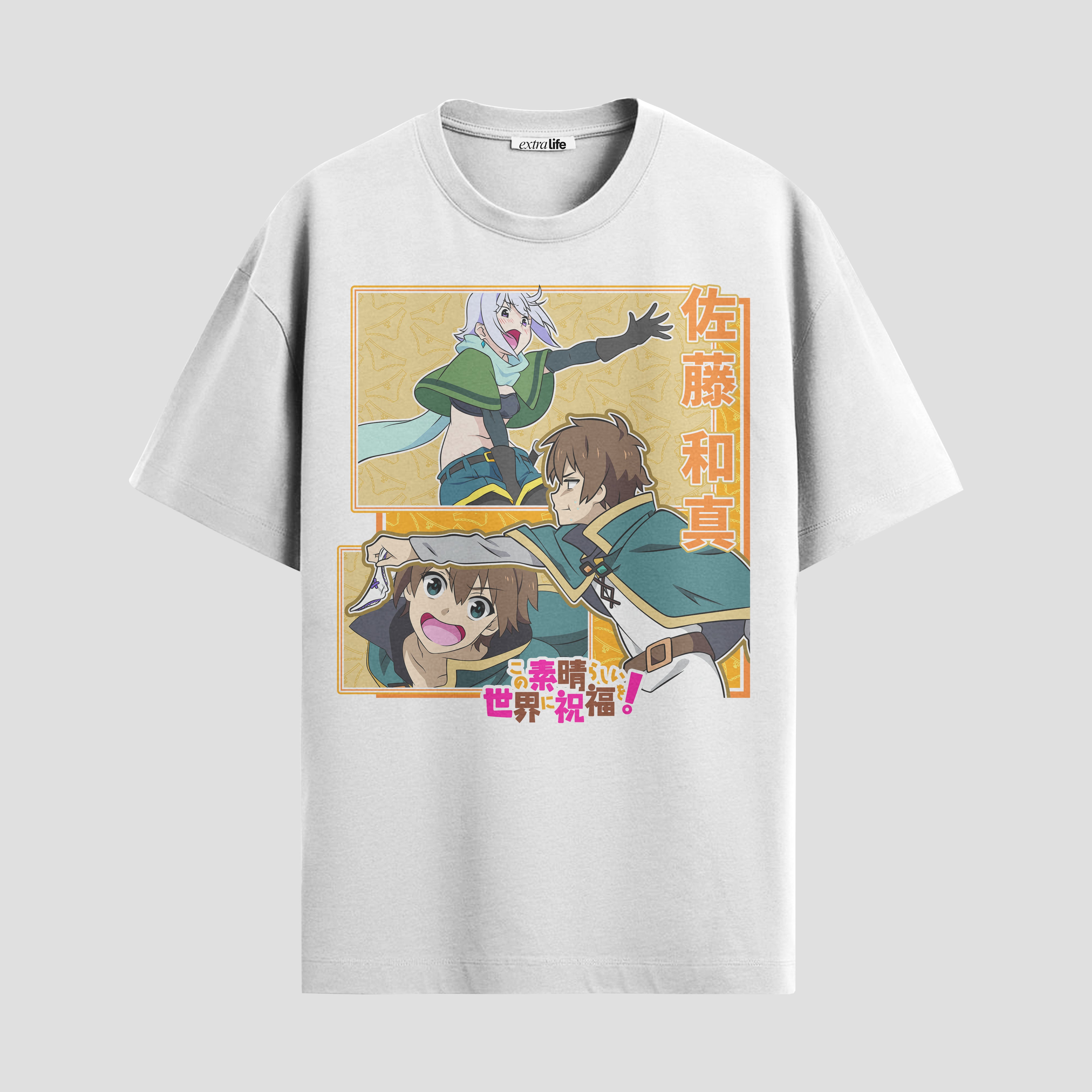 Playera urbana de anime y gaming ExtraLife MX, corte Standard Fit unisex ligero y transpirable en color Deep Black y Pure White, ropa de uso diario para gym y casual.