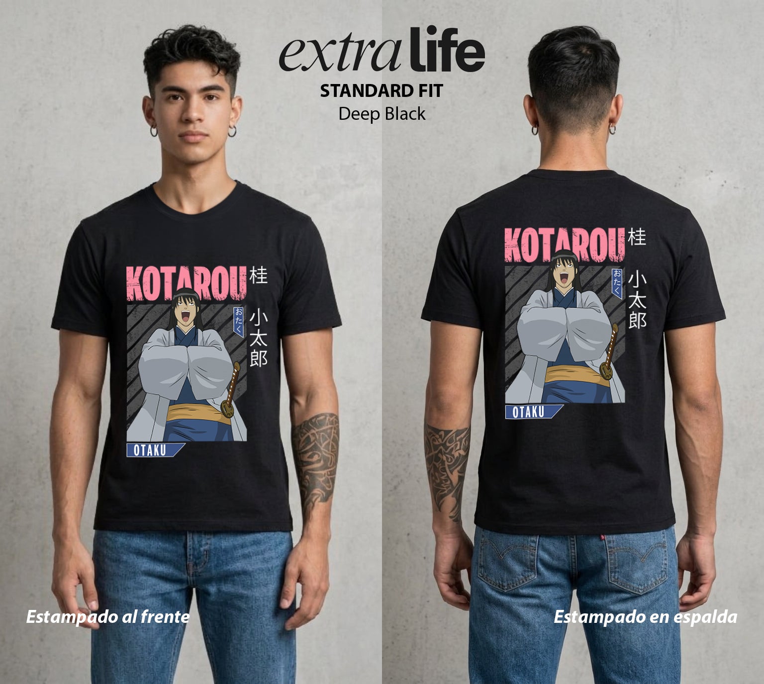 El Samurai sin Trabajo | El Noble del Joui #02125 - Playera Standard Fit | Deep Black - Foto en modelo
