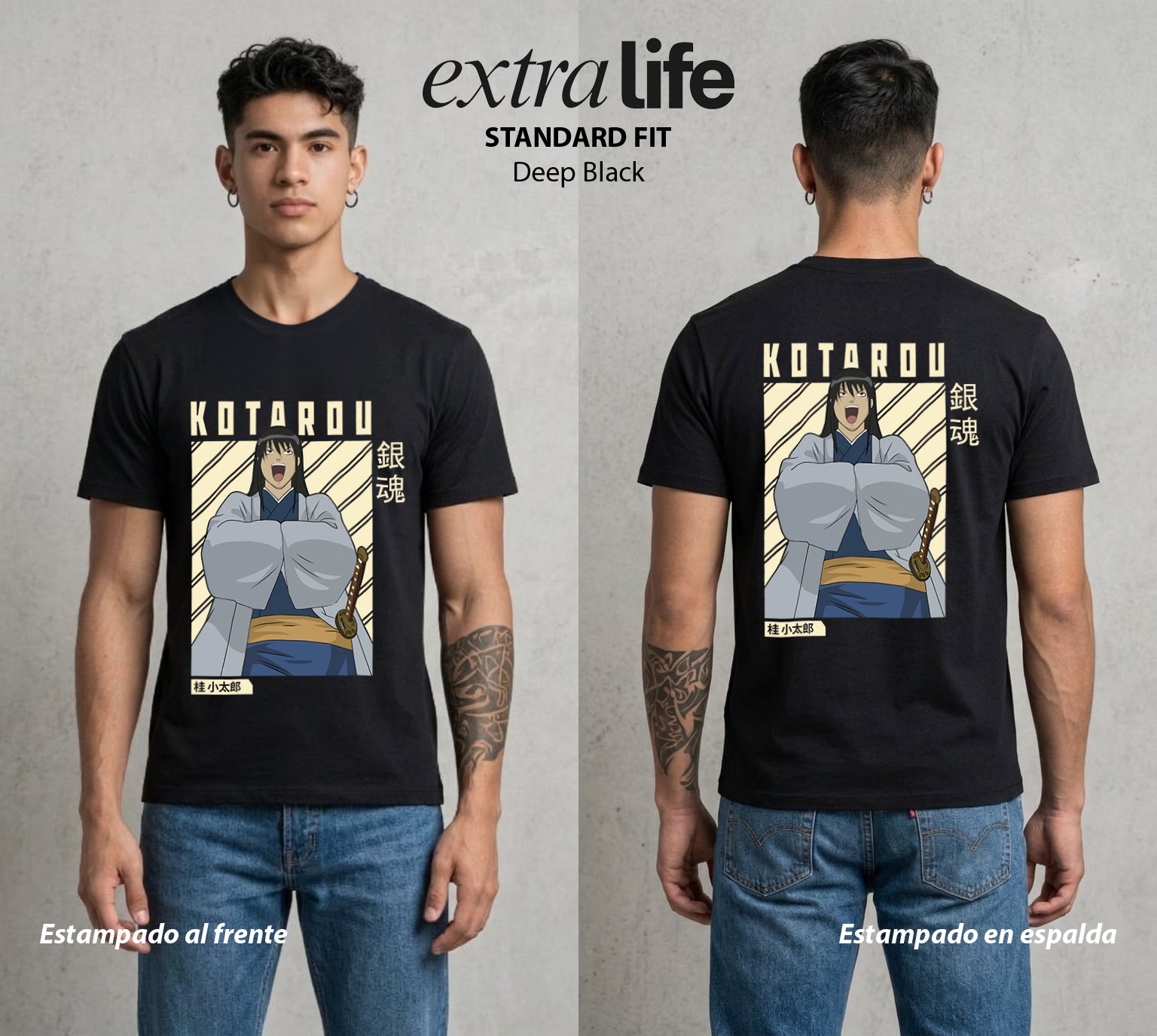 El Samurai sin Trabajo | El Rebelde Eterno #02128 - Playera Standard Fit | Deep Black - Foto en modelo
