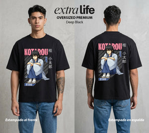 El Samurai sin Trabajo | El Noble del Joui #02129 - Playera Oversized Premium | Deep Black - Foto en modelo