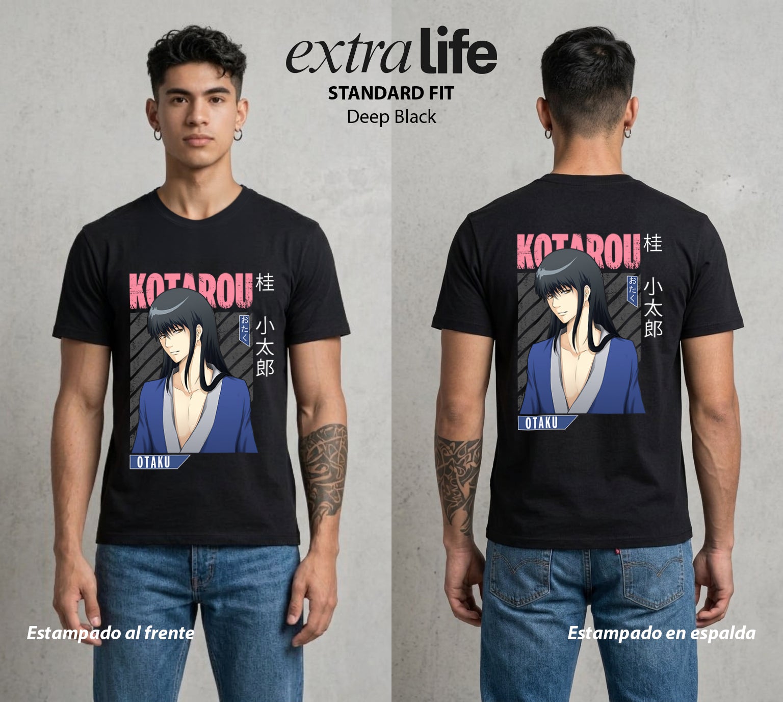 El Samurai sin Trabajo | El Loco del Bien #02130 - Playera Standard Fit | Deep Black - Foto en modelo