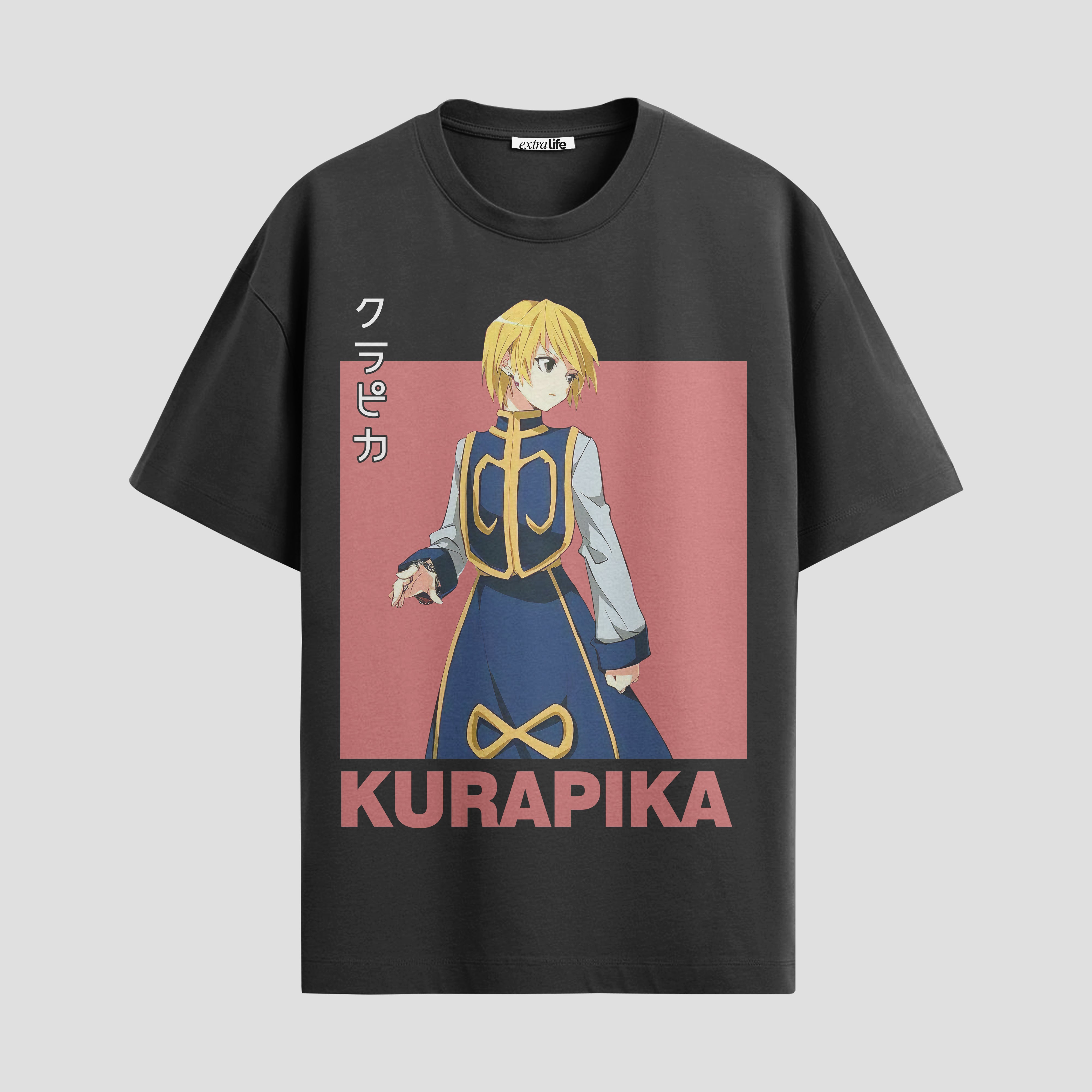 Playera urbana de anime y gaming ExtraLife MX, corte Standard Fit unisex ligero y transpirable en color Deep Black y Pure White, ropa de uso diario para gym y casual.