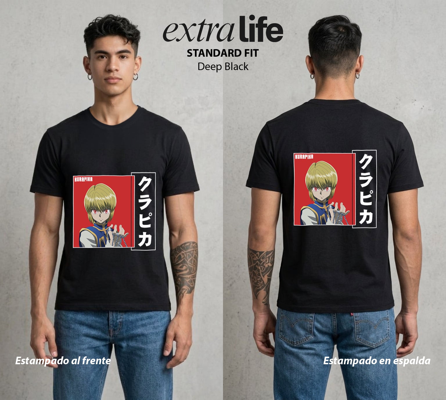 La Prueba del Cazador | Los Ojos del Clan #02134 - Playera Standard Fit | Deep Black - Foto en modelo