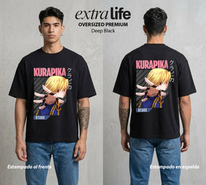 La Prueba del Cazador | Las Cadenas del Destino #02135 - Playera Oversized Premium | Deep Black - Foto en modelo