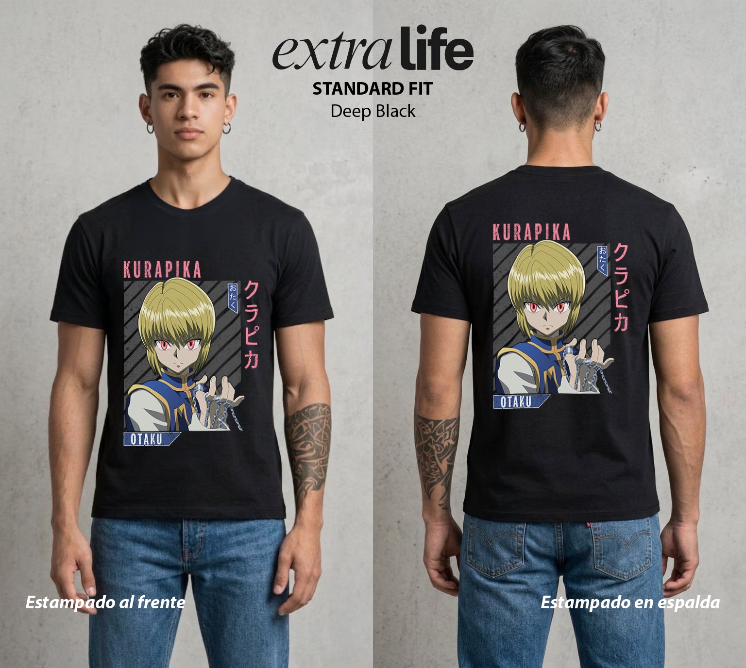 La Prueba del Cazador | Los Ojos del Clan #02139 - Playera Standard Fit | Deep Black - Foto en modelo