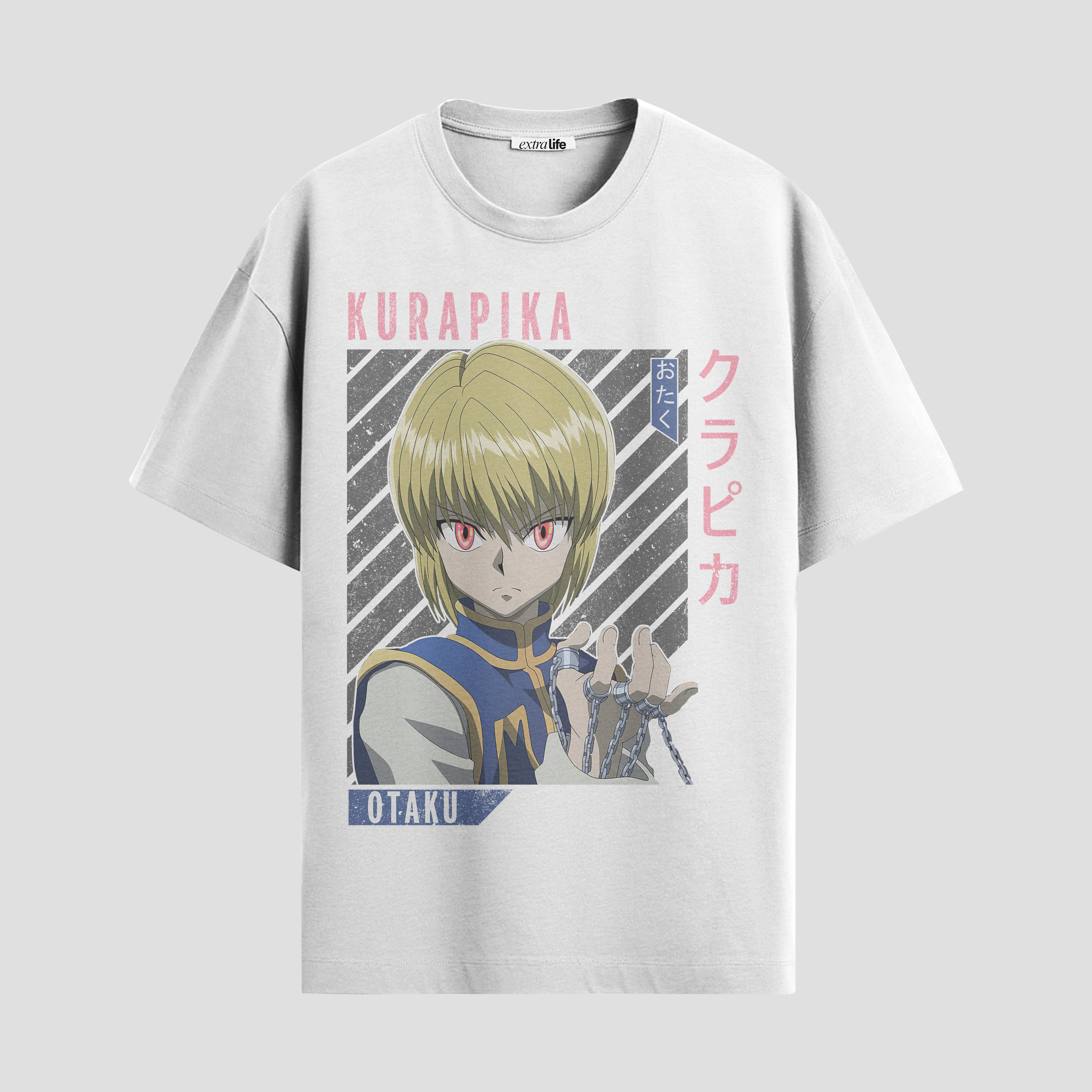 Playera urbana de anime y gaming ExtraLife MX, corte Standard Fit unisex ligero y transpirable en color Deep Black y Pure White, ropa de uso diario para gym y casual.