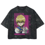 Playera streetwear premium de anime y gaming ExtraLife MX, corte boxy deluxe mineral wash heavyweight en color Acid Wash, moda urbana mexicana de culto.