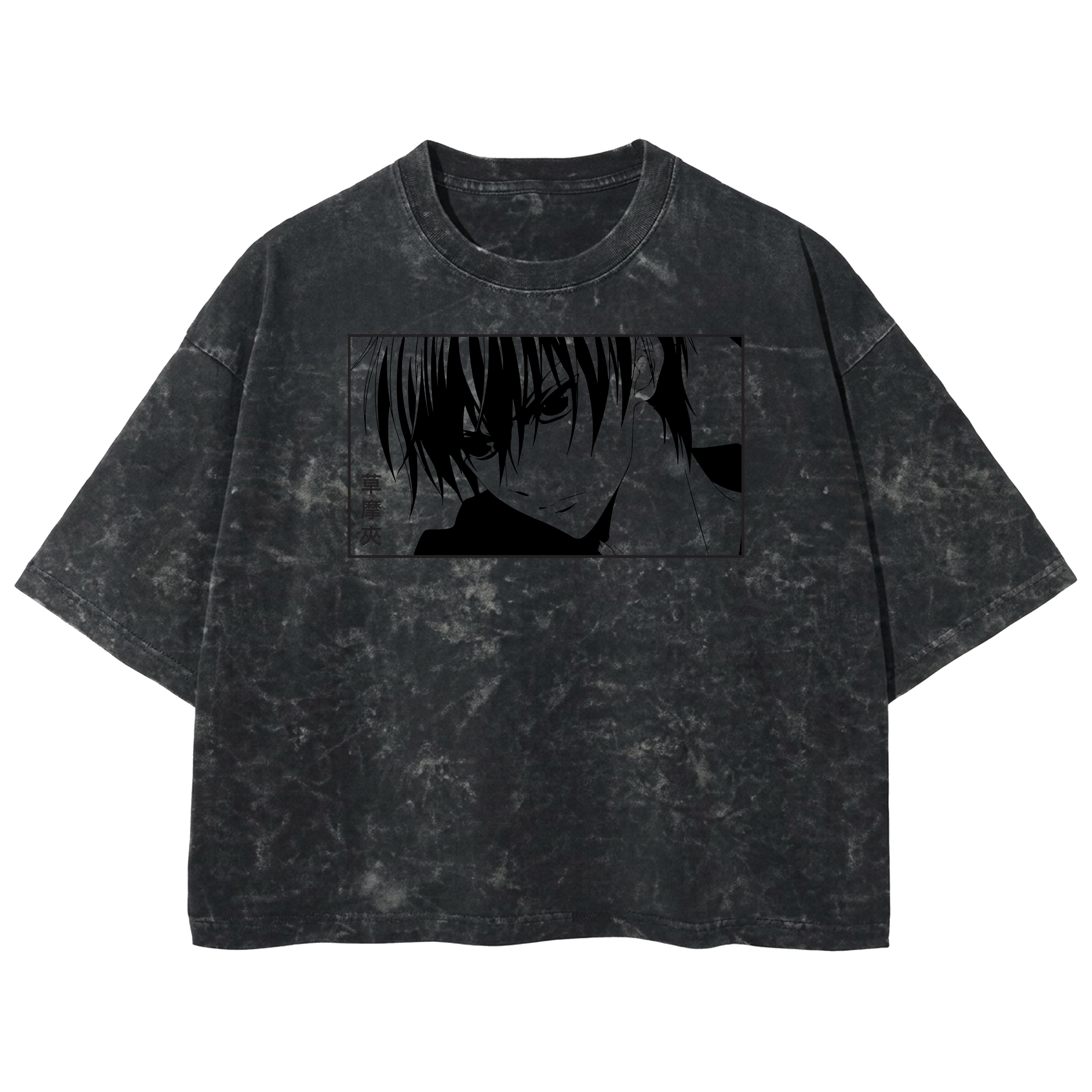 Playera streetwear premium de anime y gaming ExtraLife MX, corte boxy deluxe mineral wash heavyweight en color Acid Wash, moda urbana mexicana de culto.