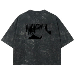 Playera streetwear premium de anime y gaming ExtraLife MX, corte boxy deluxe mineral wash heavyweight en color Acid Wash, moda urbana mexicana de culto.