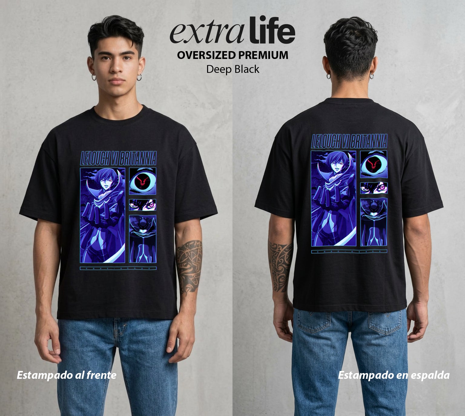 El Ojo del Rey | El Diseño del Rey #02146 - Playera Oversized Premium | Deep Black - Foto en modelo