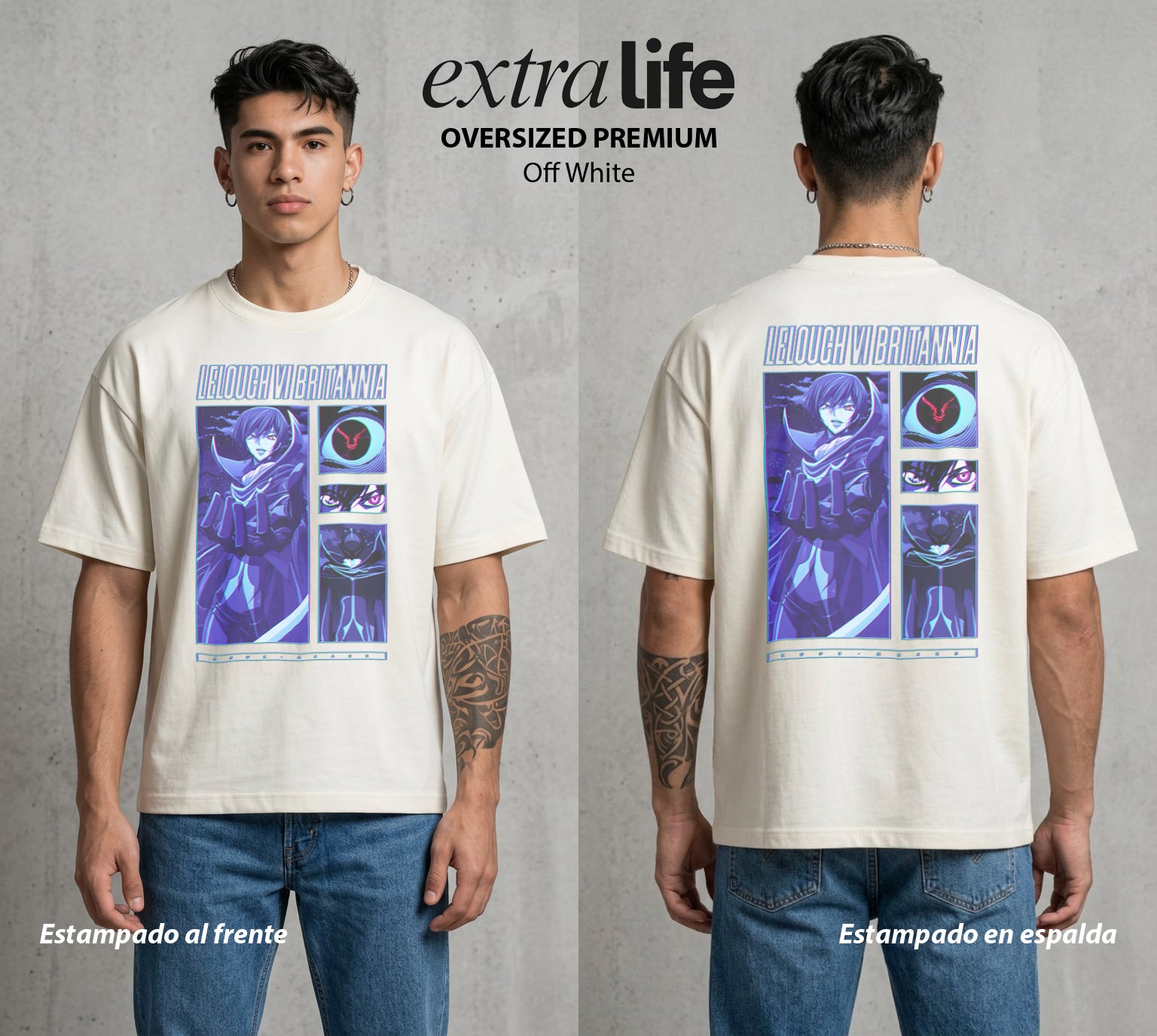 El Ojo del Rey | El Diseño del Rey #02146 - Playera Oversized Premium | Off White - Foto en modelo