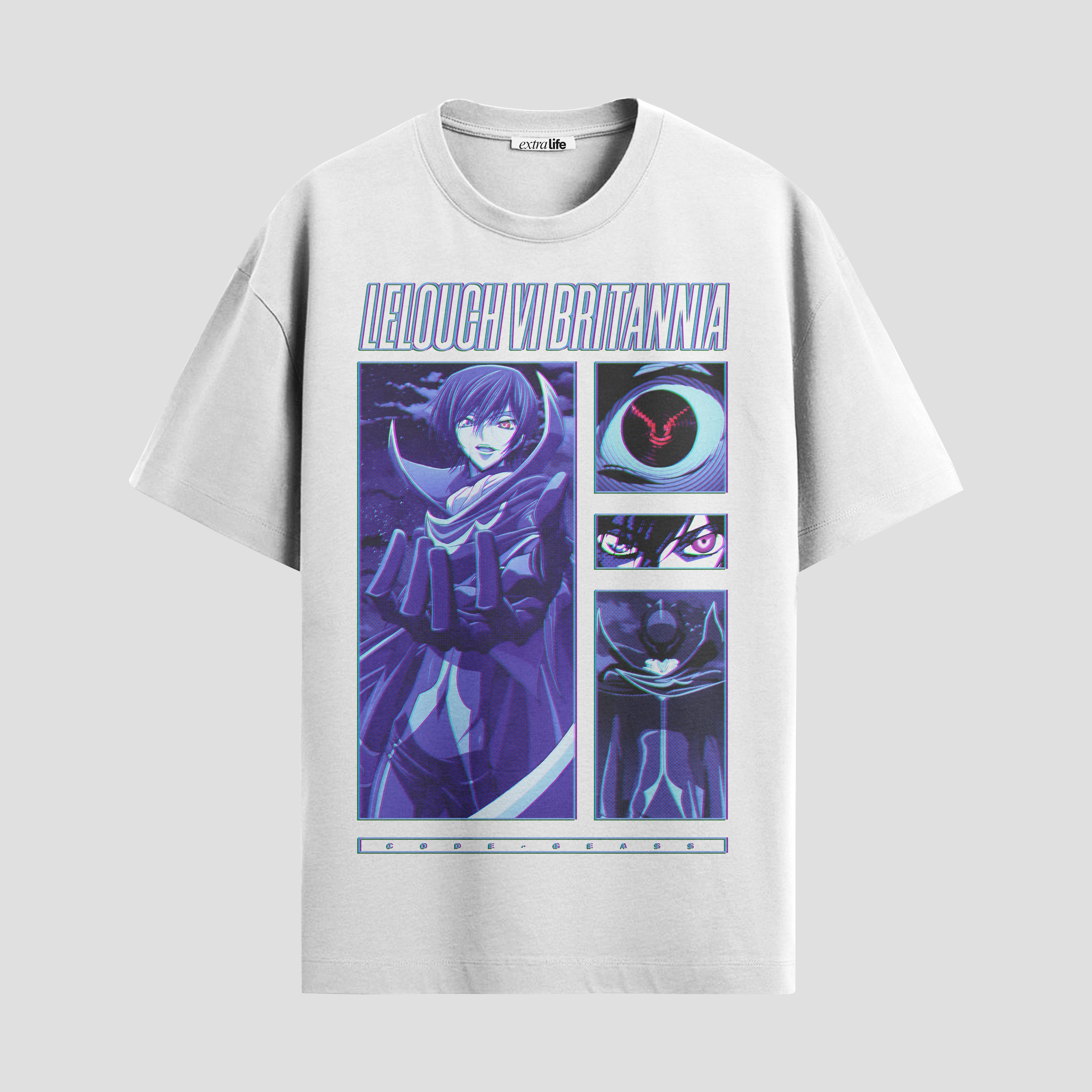 Playera urbana de anime y gaming ExtraLife MX, corte Standard Fit unisex ligero y transpirable en color Deep Black y Pure White, ropa de uso diario para gym y casual.