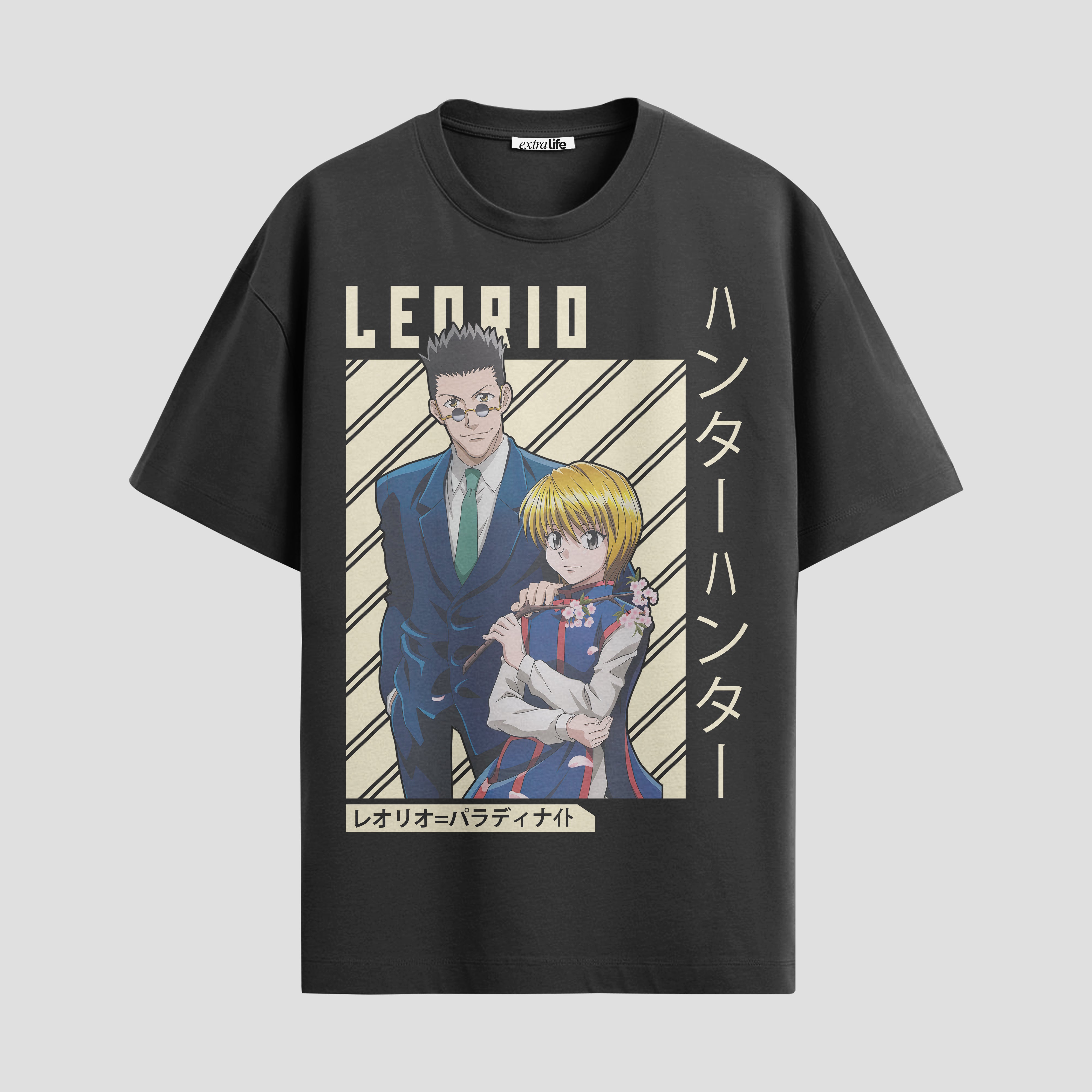 Playera urbana de anime y gaming ExtraLife MX, corte Standard Fit unisex ligero y transpirable en color Deep Black y Pure White, ropa de uso diario para gym y casual.