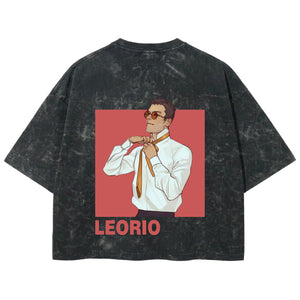 Playera streetwear premium de anime y gaming ExtraLife MX, corte boxy deluxe mineral wash heavyweight en color Acid Wash, moda urbana mexicana de culto.
