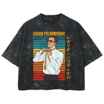 Playera streetwear premium de anime y gaming ExtraLife MX, corte boxy deluxe mineral wash heavyweight en color Acid Wash, moda urbana mexicana de culto.