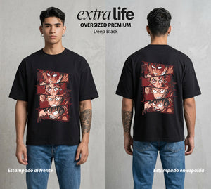Varios Mundos | El Acero Veloz #02154 - Playera Oversized Premium | Deep Black - Foto en modelo