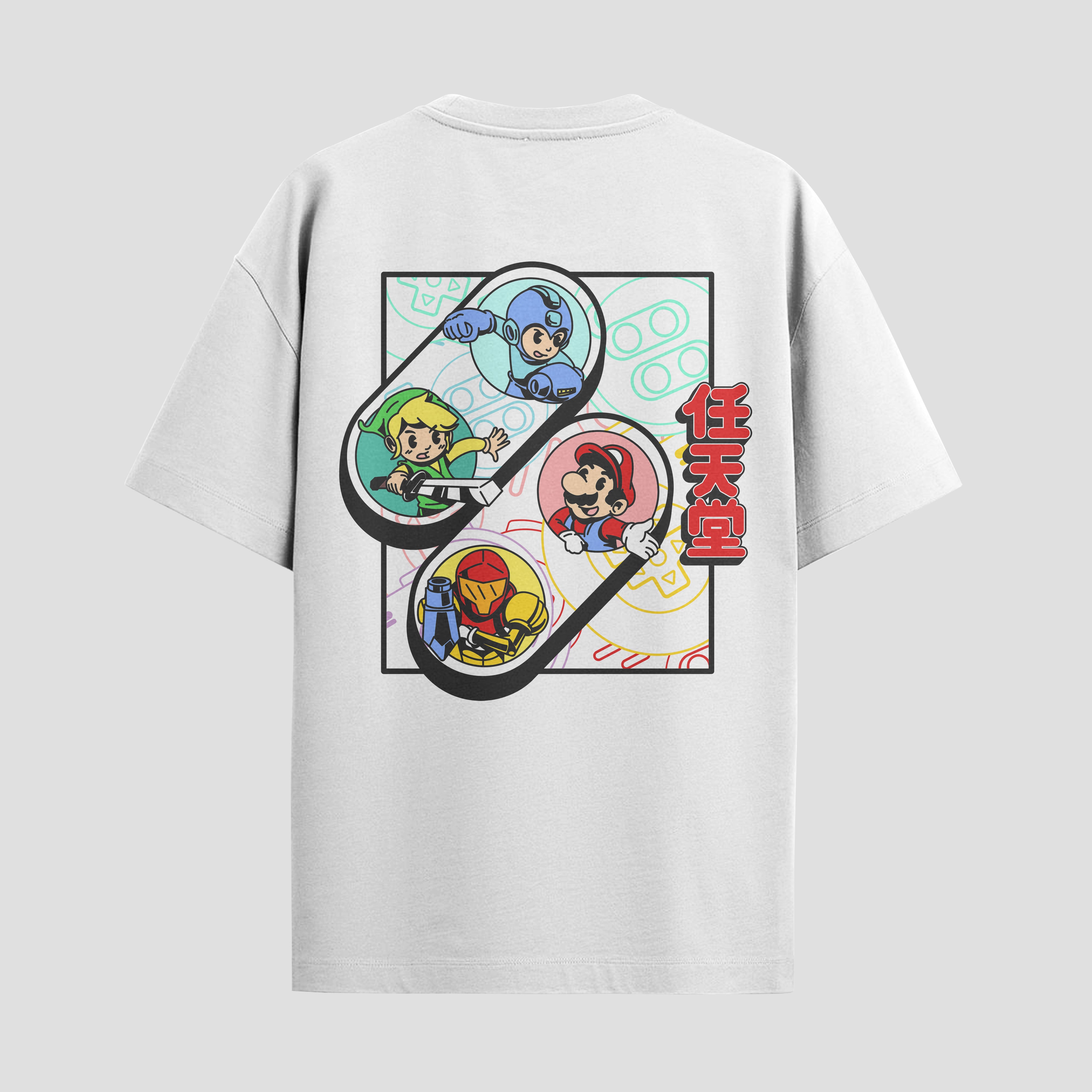 Playera urbana de anime y gaming ExtraLife MX, corte Standard Fit unisex ligero y transpirable en color Deep Black y Pure White, ropa de uso diario para gym y casual.