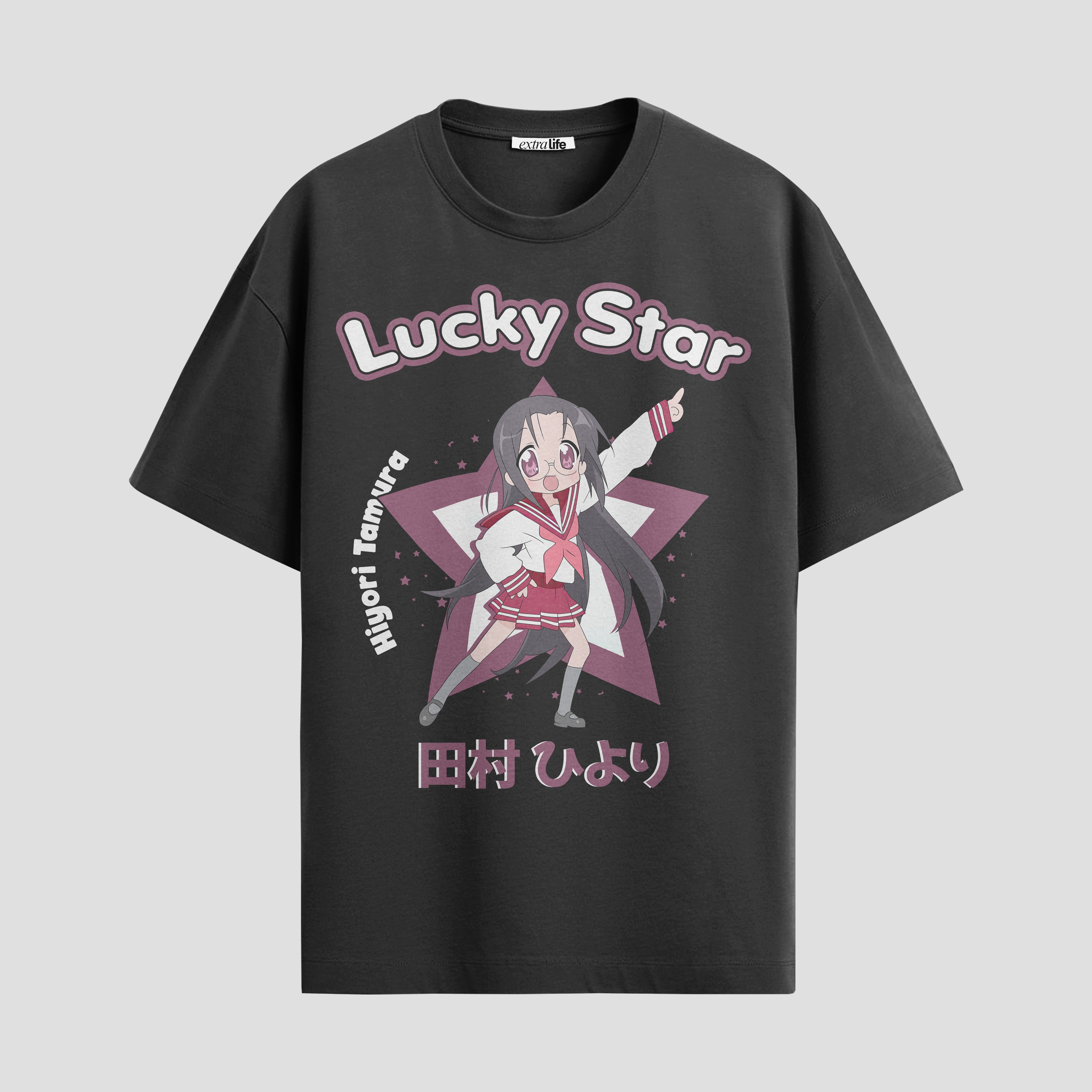 Playera urbana de anime y gaming ExtraLife MX, corte Standard Fit unisex ligero y transpirable en color Deep Black y Pure White, ropa de uso diario para gym y casual.
