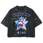 Playera streetwear premium de anime y gaming ExtraLife MX, corte boxy deluxe mineral wash heavyweight en color Acid Wash, moda urbana mexicana de culto.