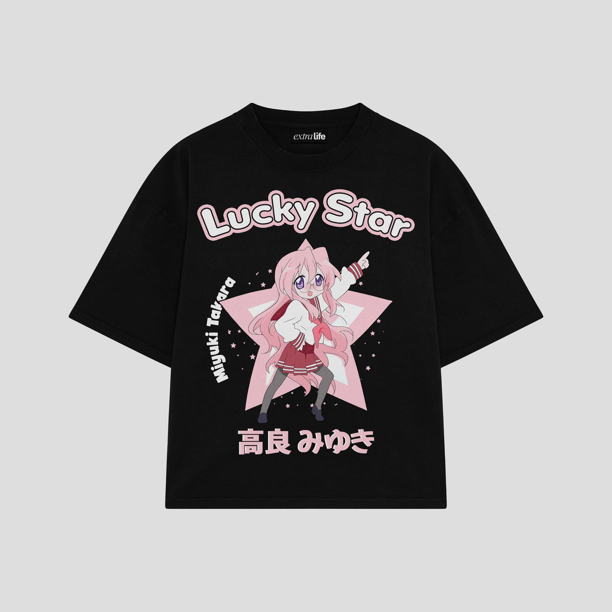 Playera streetwear premium de anime y gaming ExtraLife MX, corte oversized drop shoulder ligero y fresco en color Deep Black y Off-White, moda urbana mexicana de culto.