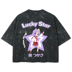 Playera streetwear premium de anime y gaming ExtraLife MX, corte boxy deluxe mineral wash heavyweight en color Acid Wash, moda urbana mexicana de culto.