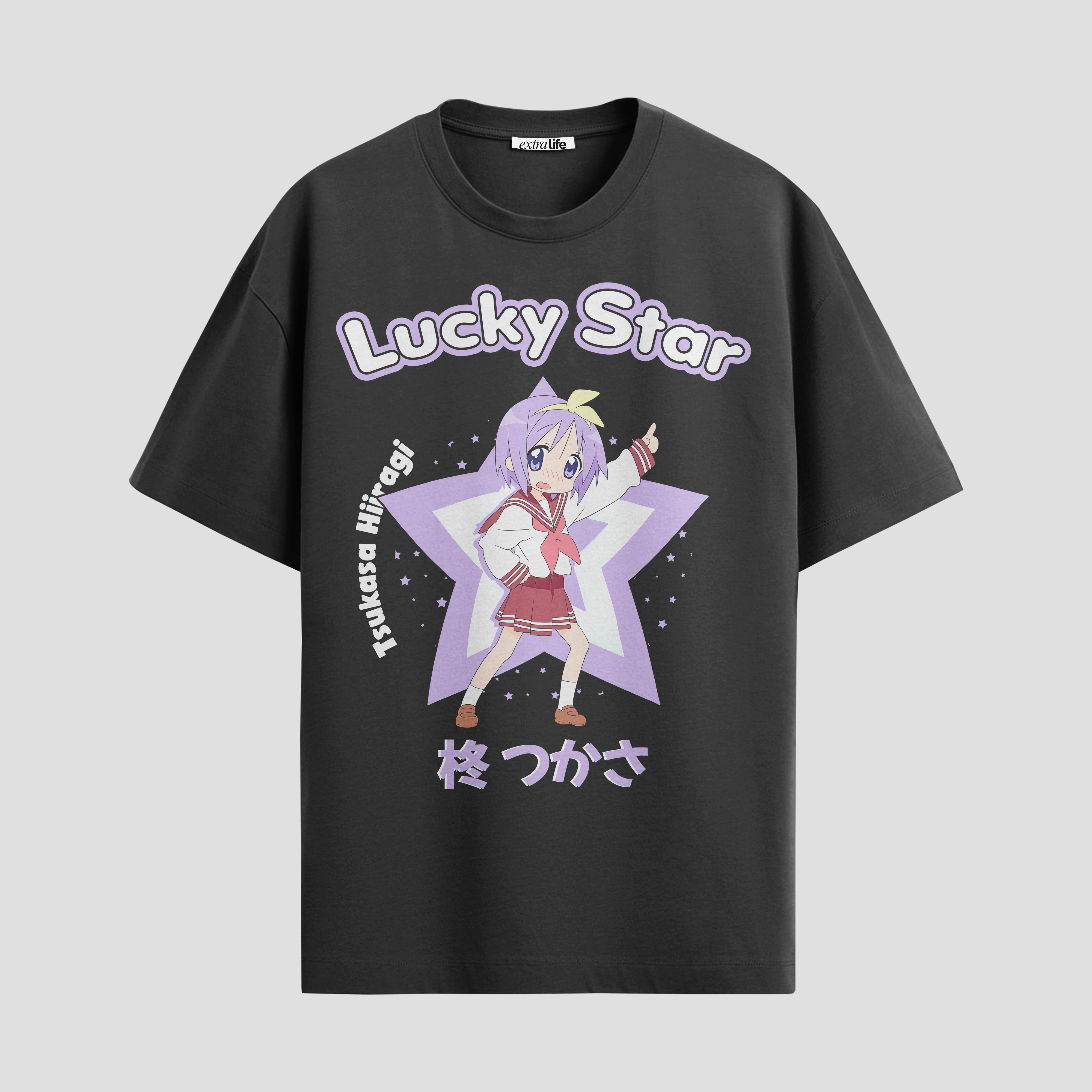 Playera urbana de anime y gaming ExtraLife MX, corte Standard Fit unisex ligero y transpirable en color Deep Black y Pure White, ropa de uso diario para gym y casual.