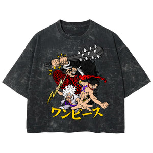 Playera streetwear premium de anime y gaming ExtraLife MX, corte boxy deluxe mineral wash heavyweight en color Acid Wash, moda urbana mexicana de culto.