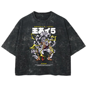 Playera streetwear premium de anime y gaming ExtraLife MX, corte boxy deluxe mineral wash heavyweight en color Acid Wash, moda urbana mexicana de culto.