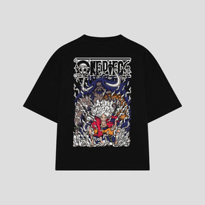 Playera streetwear premium de anime y gaming ExtraLife MX, corte oversized drop shoulder ligero y fresco en color Deep Black y Off-White, moda urbana mexicana de culto.
