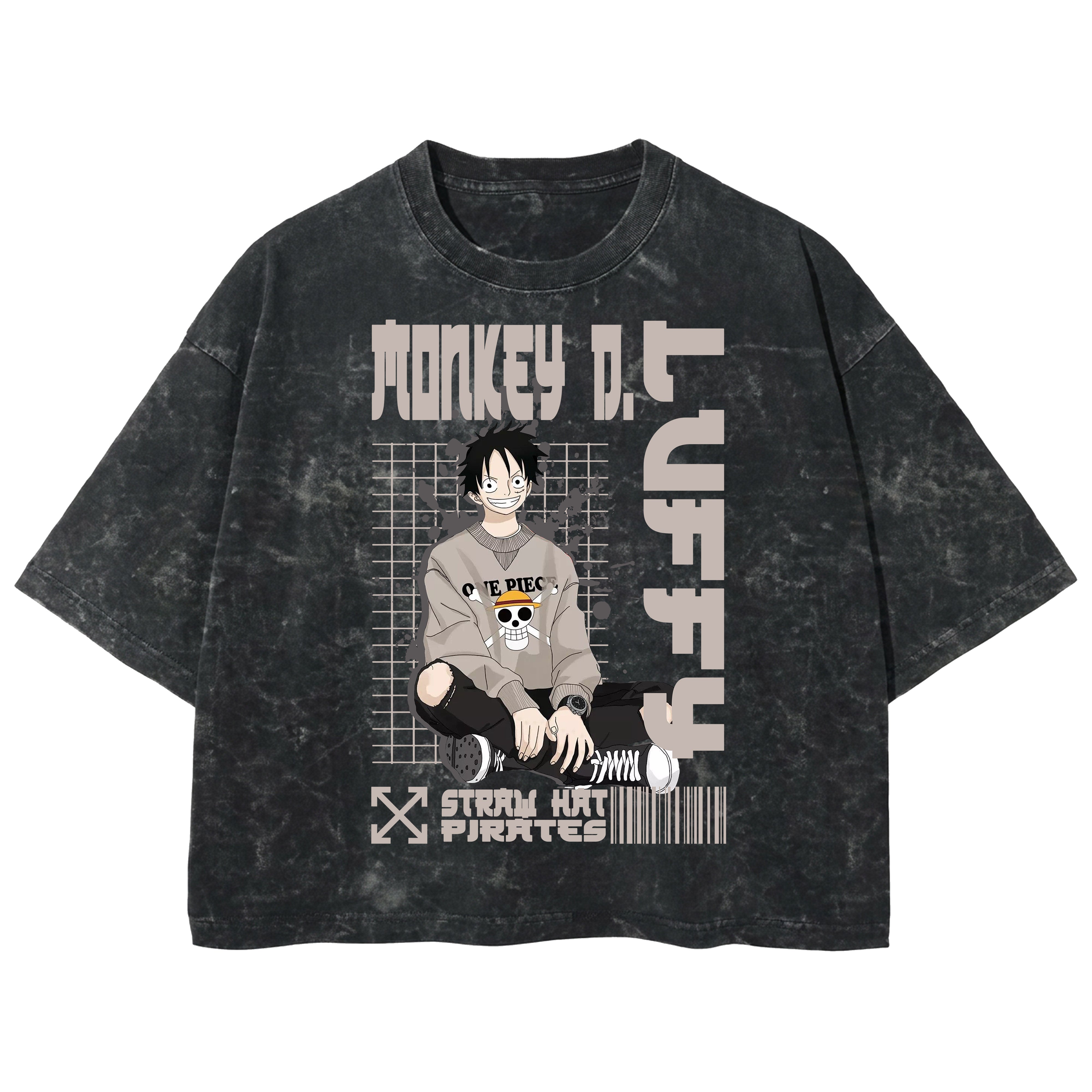 Playera streetwear premium de anime y gaming ExtraLife MX, corte boxy deluxe mineral wash heavyweight en color Acid Wash, moda urbana mexicana de culto.