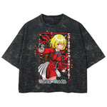 Playera streetwear premium de anime y gaming ExtraLife MX, corte boxy deluxe mineral wash heavyweight en color Acid Wash, moda urbana mexicana de culto.