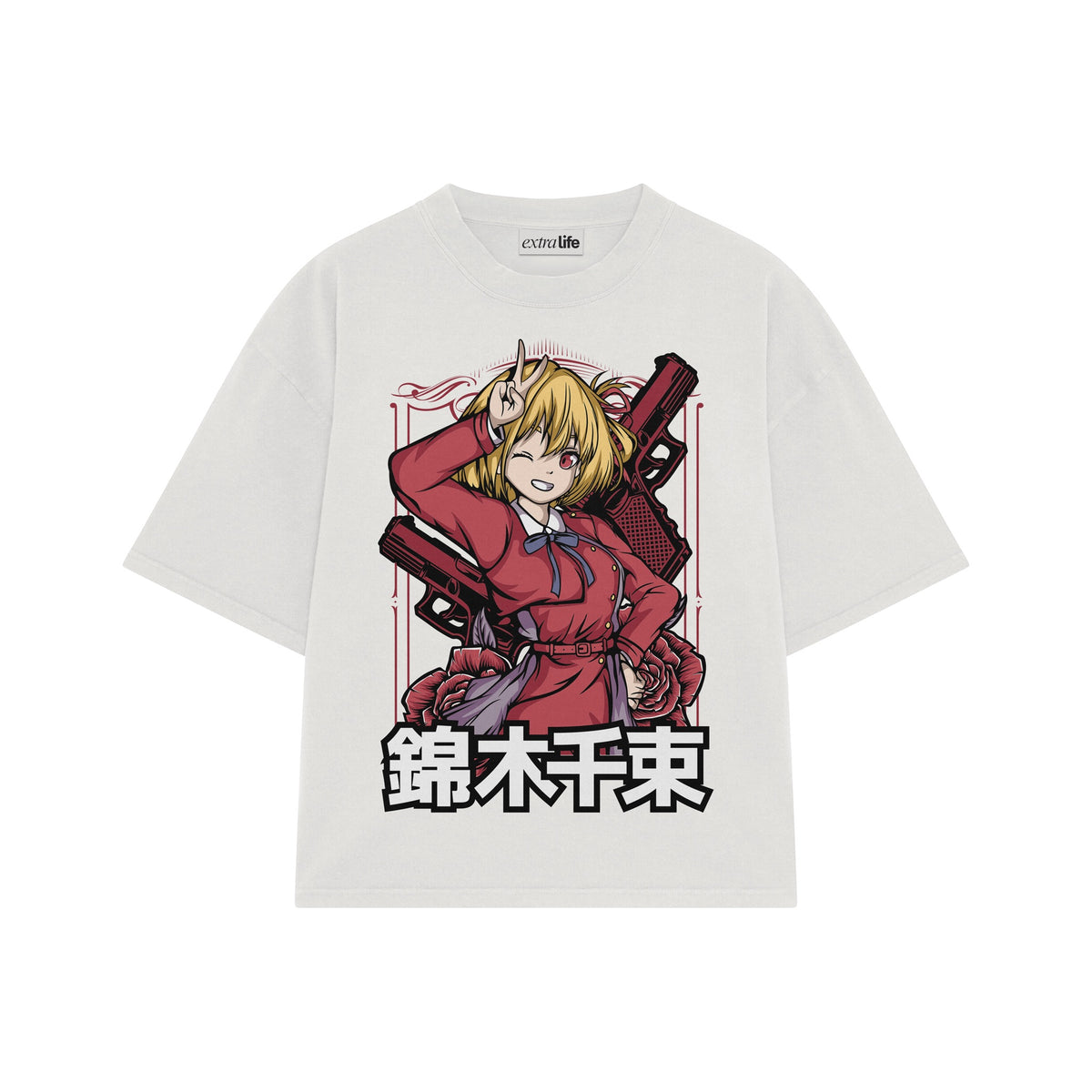 Playera streetwear premium de anime y gaming ExtraLife MX, corte oversized drop shoulder ligero y fresco en color Deep Black y Off-White, moda urbana mexicana de culto.