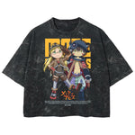 Playera streetwear premium de anime y gaming ExtraLife MX, corte boxy deluxe mineral wash heavyweight en color Acid Wash, moda urbana mexicana de culto.
