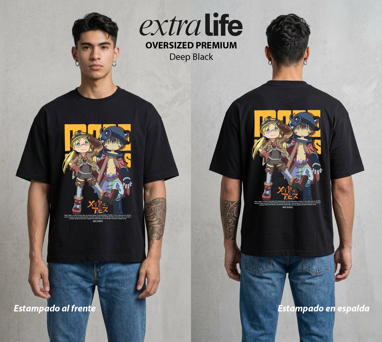 El Abismo sin Fondo | El Robot del Abismo #02187 - Playera Oversized Premium | Deep Black - Foto en modelo