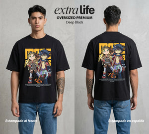 El Abismo sin Fondo | El Robot del Abismo #02187 - Playera Oversized Premium | Deep Black - Foto en modelo