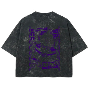 Playera streetwear premium de anime y gaming ExtraLife MX, corte boxy deluxe mineral wash heavyweight en color Acid Wash, moda urbana mexicana de culto.