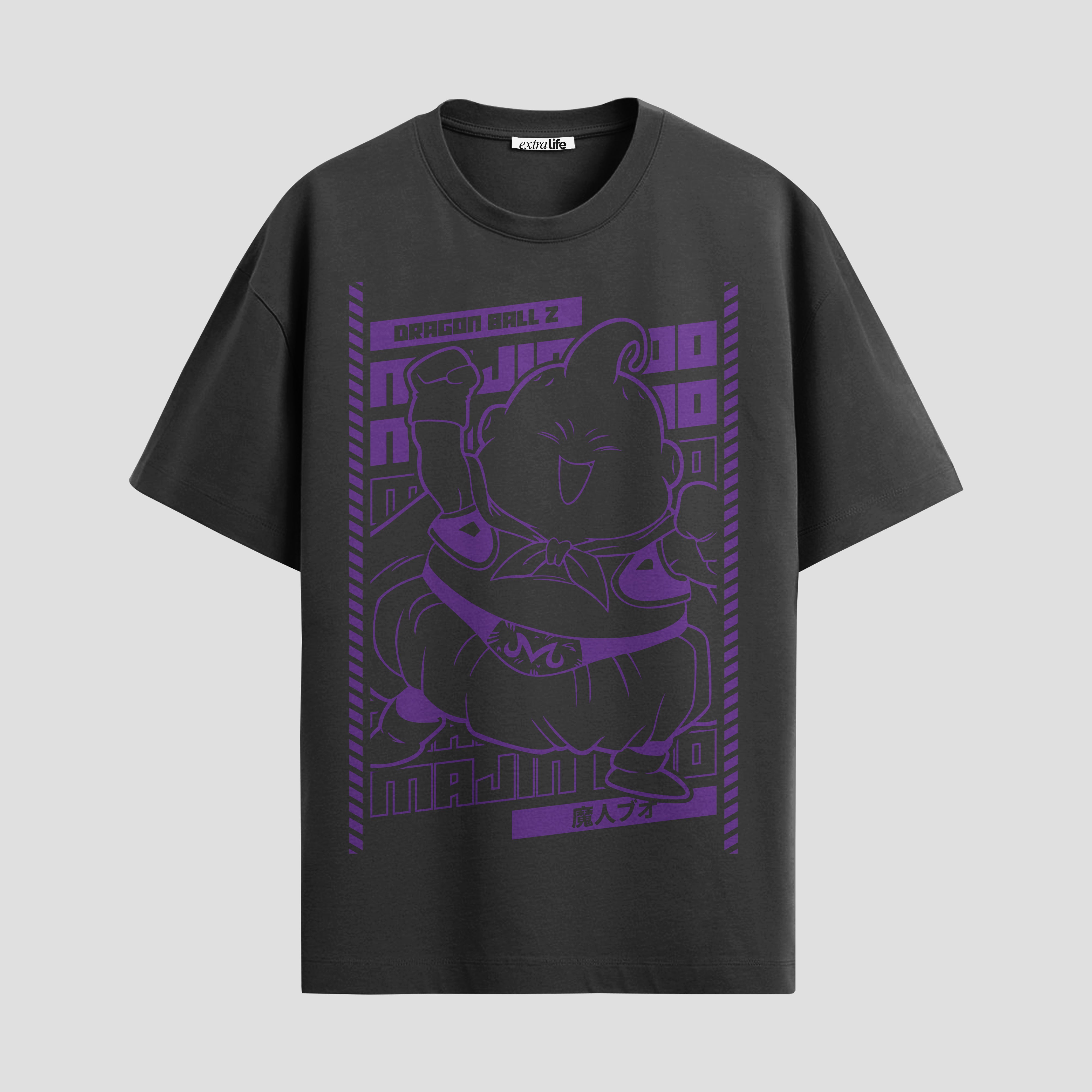 Playera urbana de anime y gaming ExtraLife MX, corte Standard Fit unisex ligero y transpirable en color Deep Black y Pure White, ropa de uso diario para gym y casual.